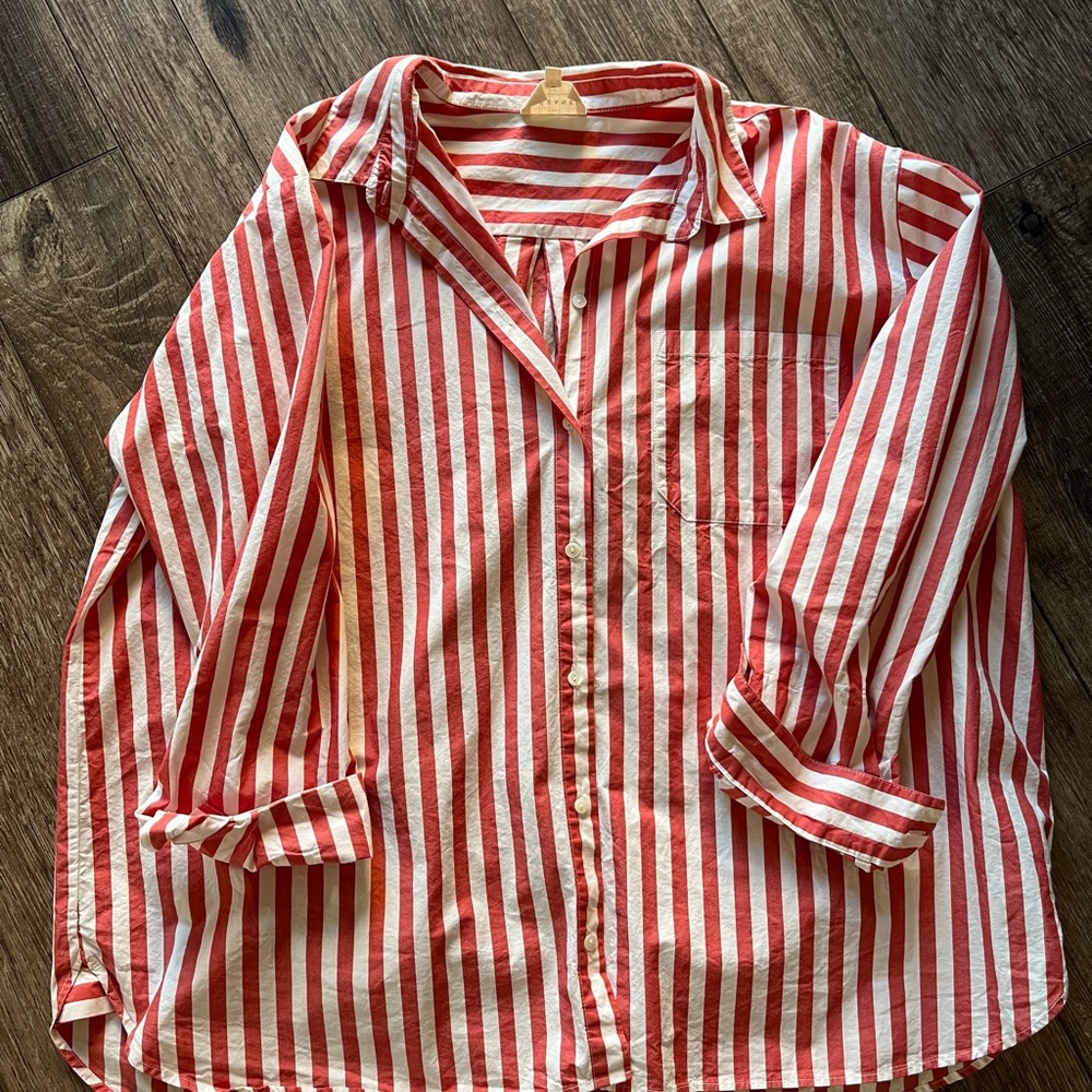 Sezane Max Shirt - Red and white stripes 42